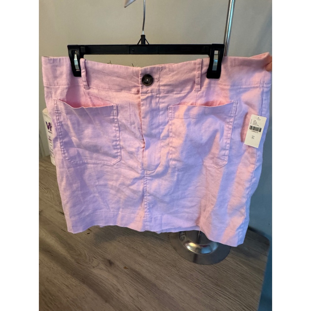 Anthropologie Maeve Blush Pink Linen Blend Utility Mini Skirt XL NWT